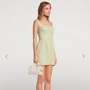 Reformation Celosia Linen Dress Size 2 in Avocado Check Gingham Pattern